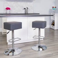 Flash Furniture CH-82058-4-GY-GG Contemporary Gray Vinyl Adjustable Height Barstool